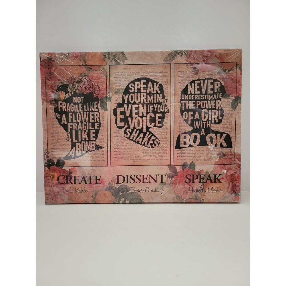 NWT Retro Feminist Print Canvas 12x15 Canvas Poster Framed Wall Art Empowerment